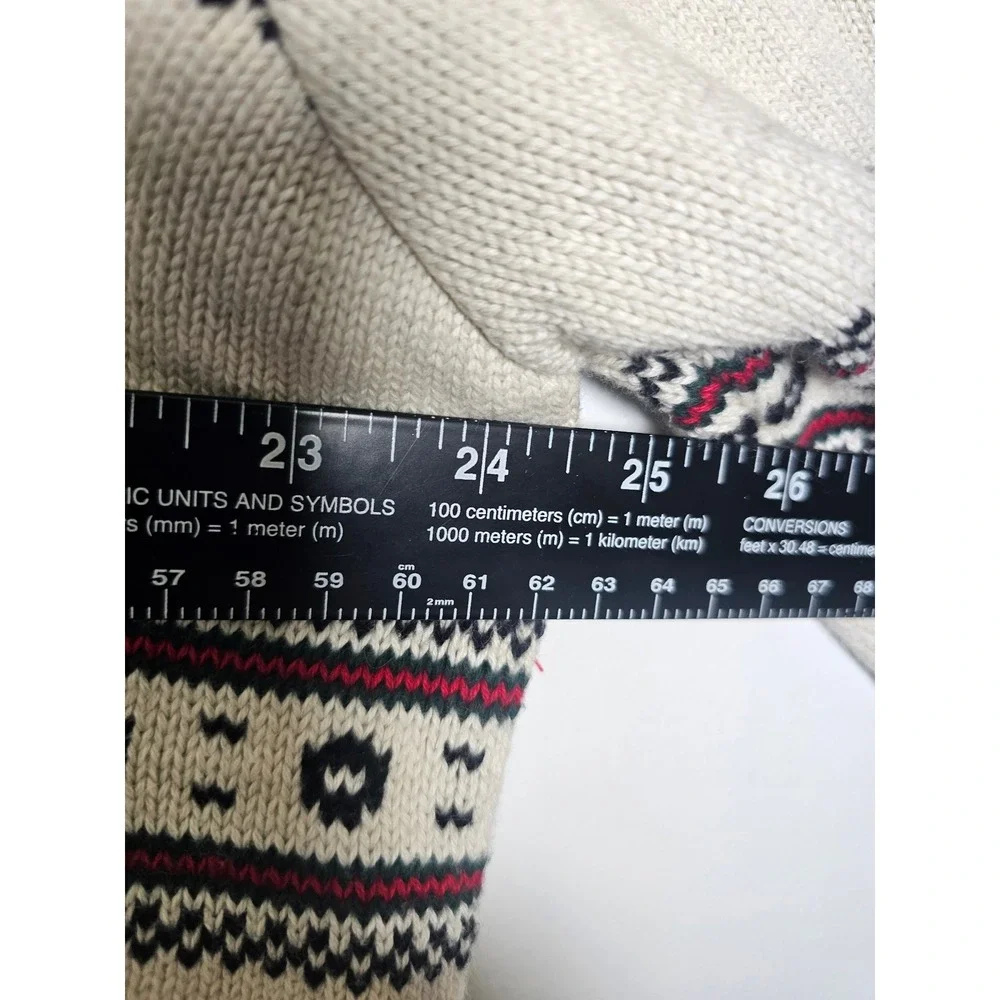 [Grandpa Core] Chaps Fair Isle Sweater Mens XXL Cream Red Geometric Cotton Knit